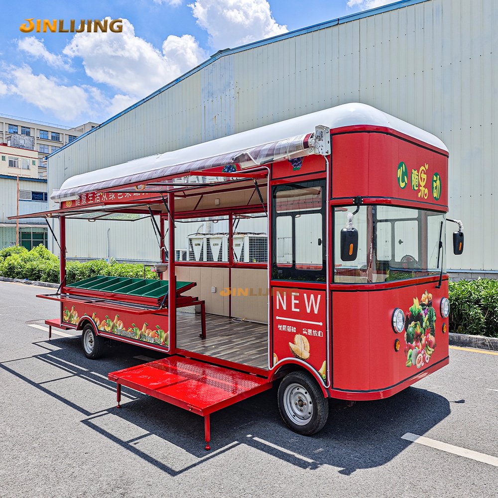 JINLIJING High Quality Full Equipped Snack Machines Commercial Fruit Truck Cart Street Mobile Store Food Trailer Bus With Wheels