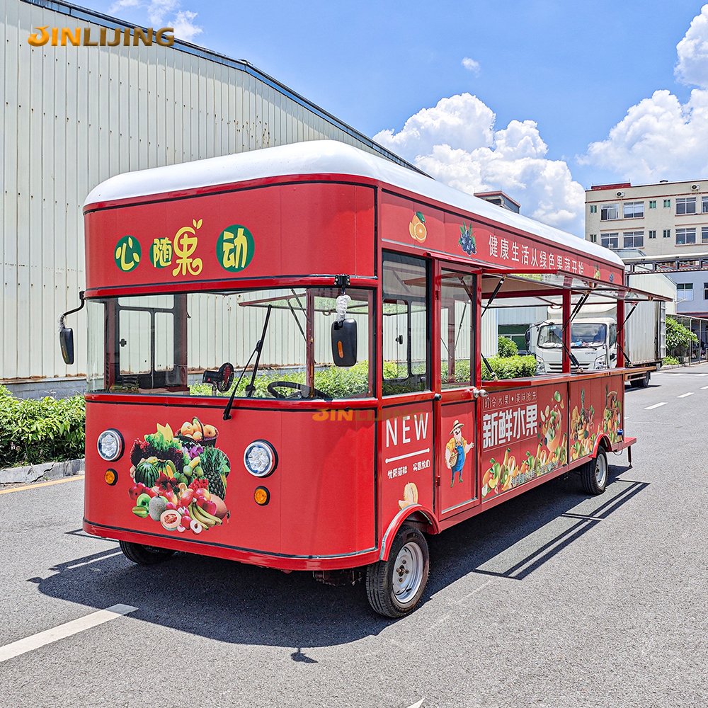 JINLIJING High Quality Full Equipped Snack Machines Commercial Fruit Truck Cart Street Mobile Store Food Trailer Bus With Wheels