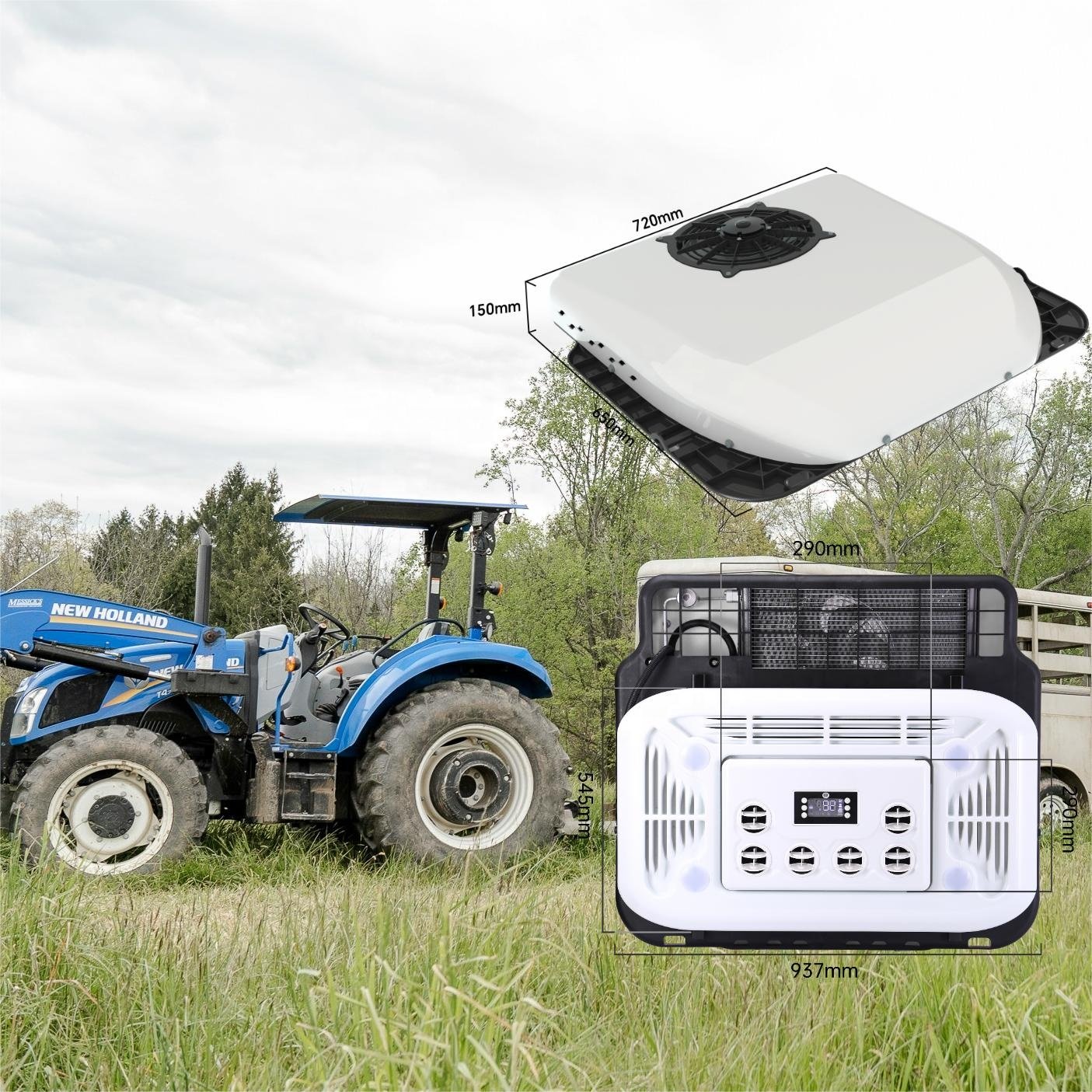 New Top-Mounted All-In-One Single-Cooled 12V Air Conditioning AC.161.064.01 Truck Cab RV Camping Parking Trailer Air Conditioner