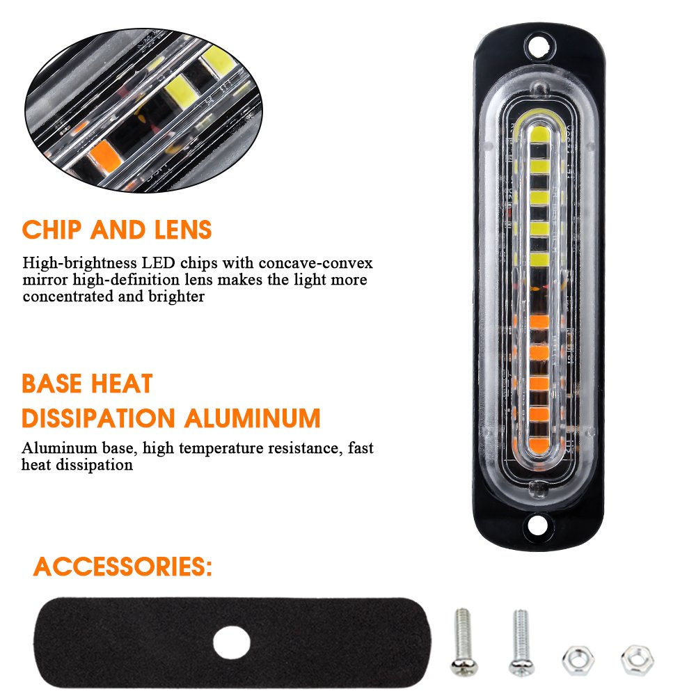 10LED Amber Warning Light Side Marker Light LED Car Flash Light for Truck Trailer RV Car Boat Bus Lorry