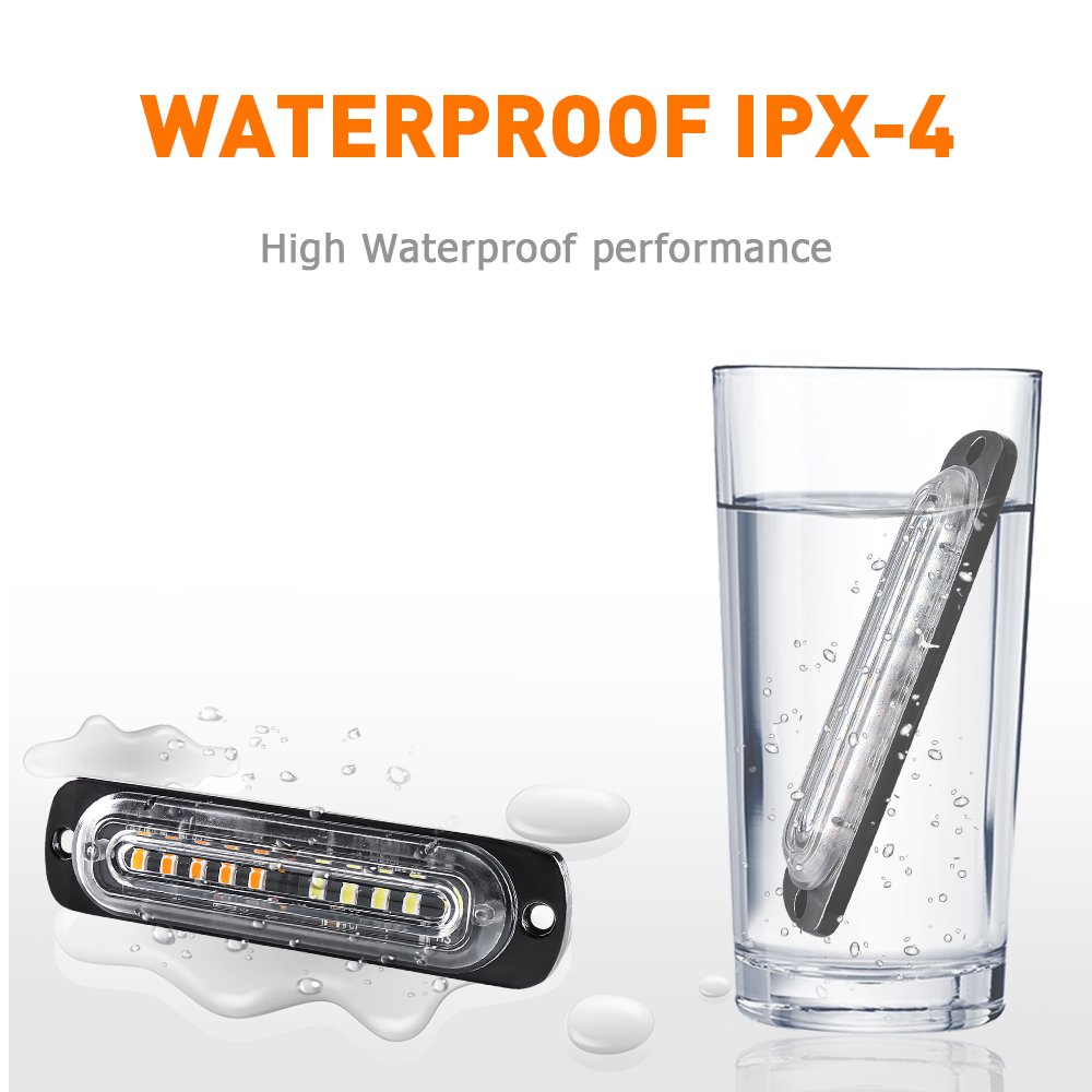 10LED Amber Warning Light Side Marker Light LED Car Flash Light for Truck Trailer RV Car Boat Bus Lorry
