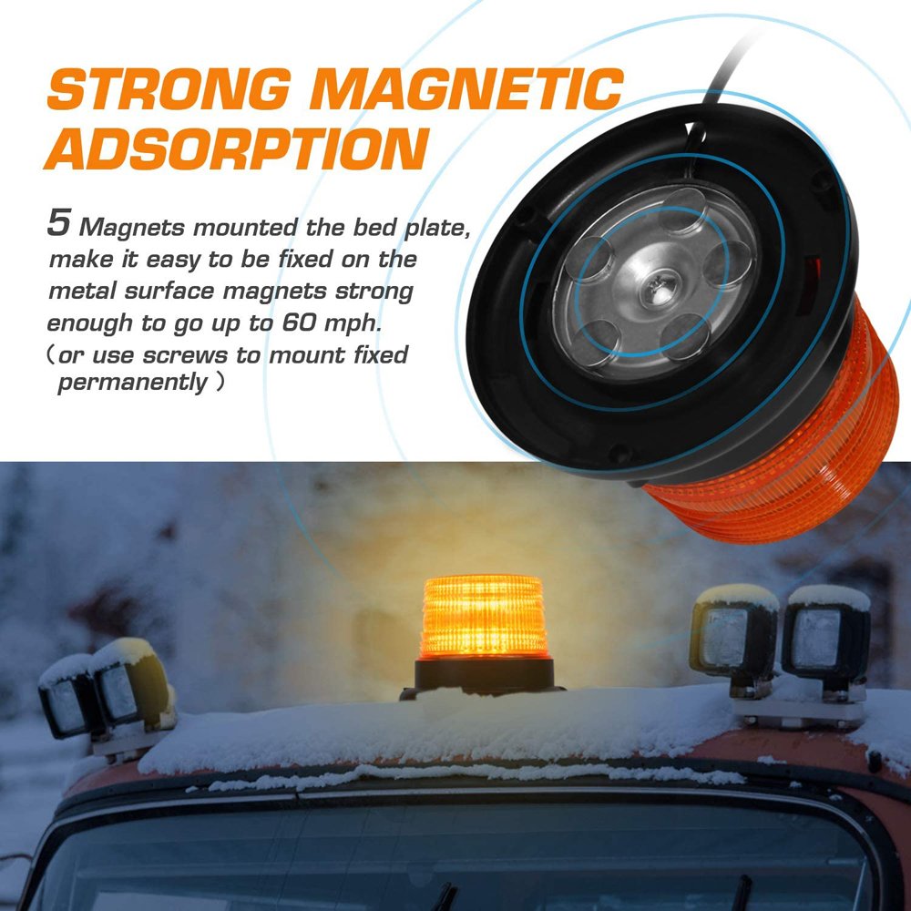 Emergency Vehicle Safety Lamps LED Amber Strobe Warning Lights Forklift Rotating Beacon Light