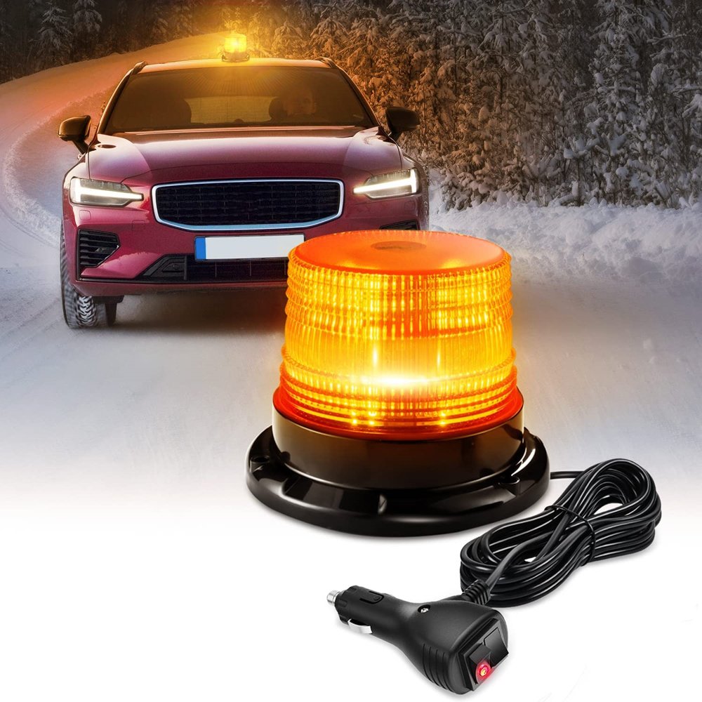 Emergency Vehicle Safety Lamps LED Amber Strobe Warning Lights Forklift Rotating Beacon Light