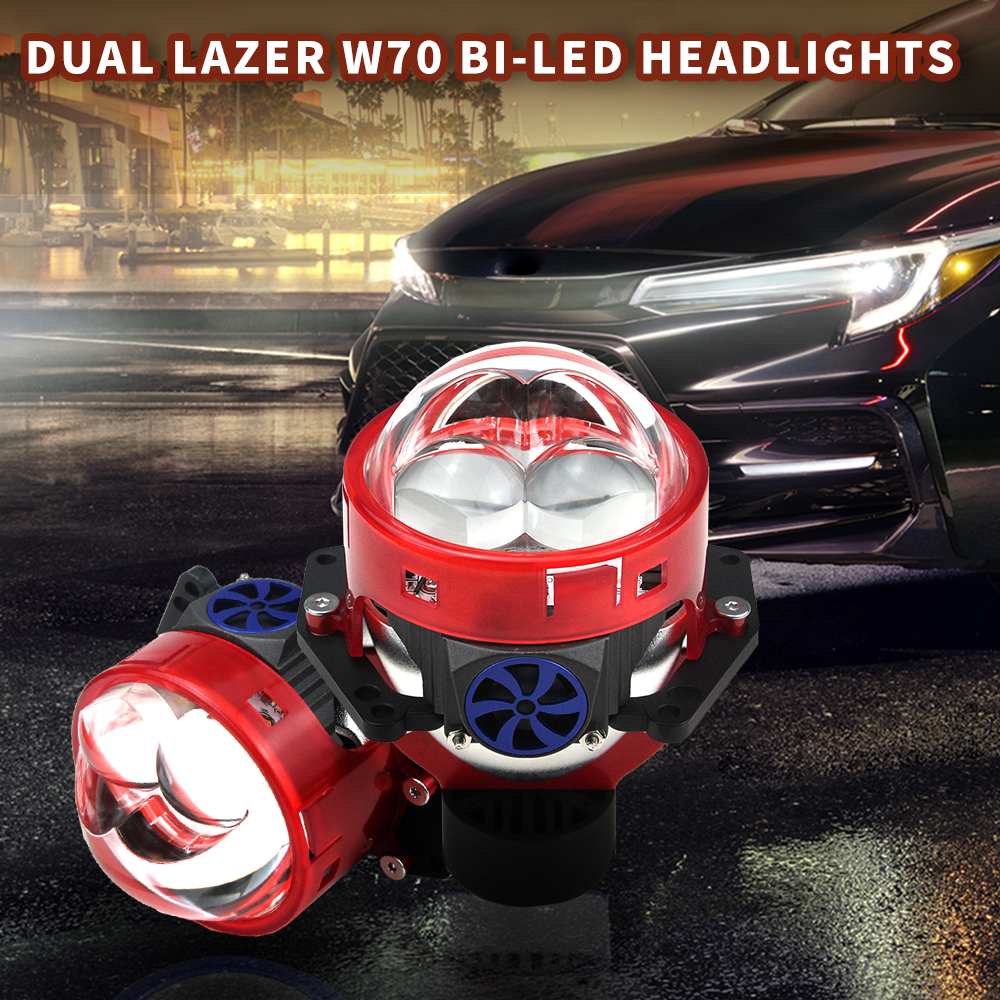Good Price W70 75W 150W 60000LM 6500K 3 Inch Non Destructive Dual Lamp Cup High Power LED Headlight Lens Bi LED Projector