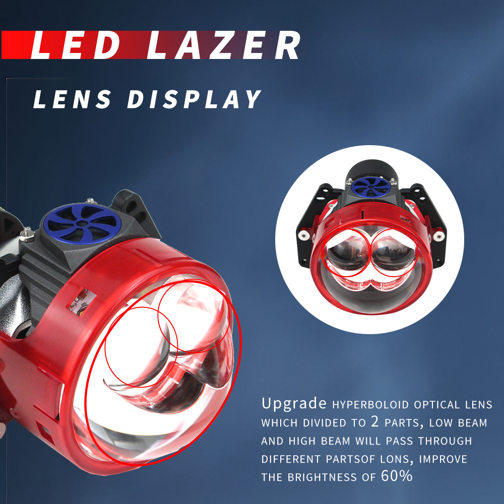 Good Price W70 75W 150W 60000LM 6500K 3 Inch Non Destructive Dual Lamp Cup High Power LED Headlight Lens Bi LED Projector