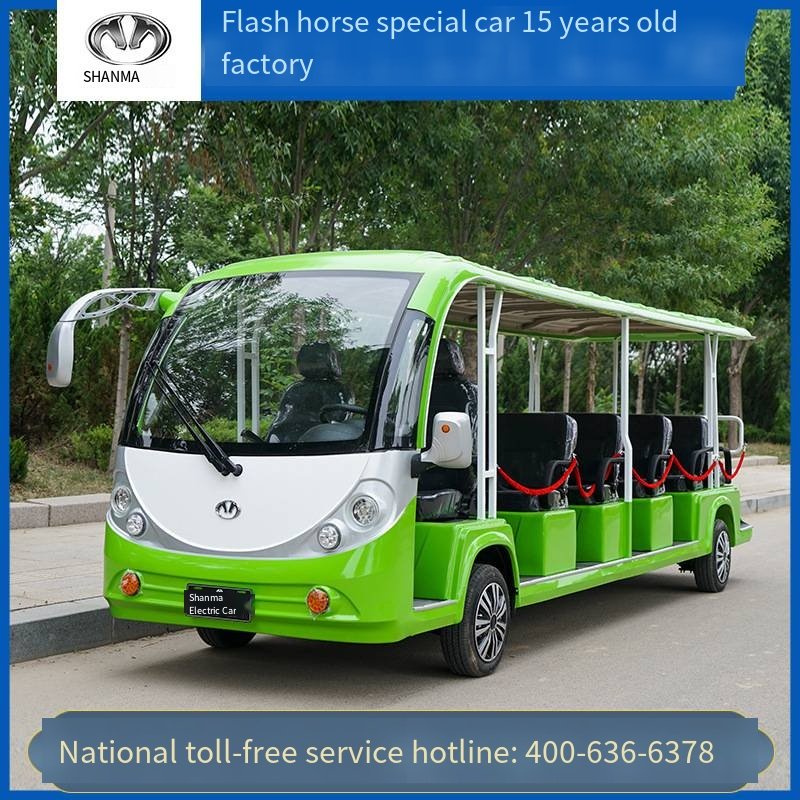 Customizable electric sightseeing bus with fully enclosed 14 seat scenic area airport four-wheel shuttle sightseeing bus