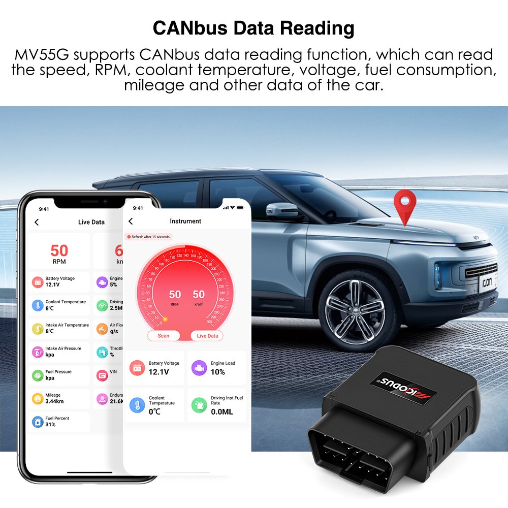 Plug and Play Engine Immobilizer MV55G CAN Bus Diagnostic Vehicle Obd2 Gps Tracking Device 4G Mini Spy Wireless Gps Tracker Obd