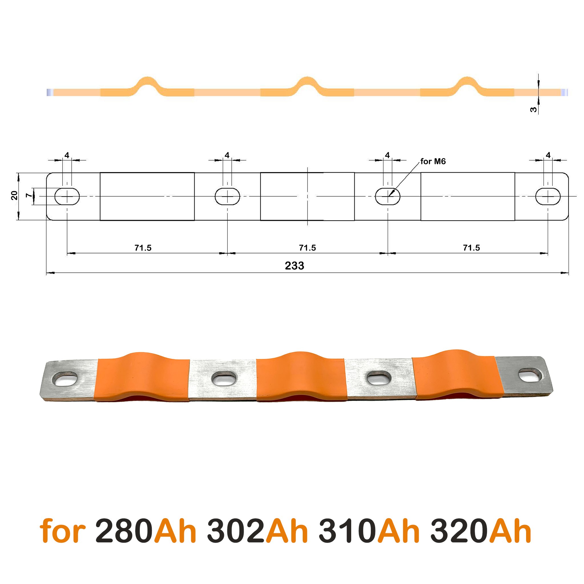 Wholesale Bus Bars Flexible and 4 Holes for LF 280k 280Ah Lifepo4 Battery Zelle Paneles Solares Lithium Ion Batteries