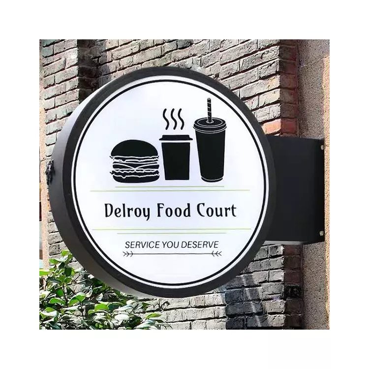 Round Light Box Sign Indoor Acrylic Led Light Box Logo Outdoor Rotating Lightbox