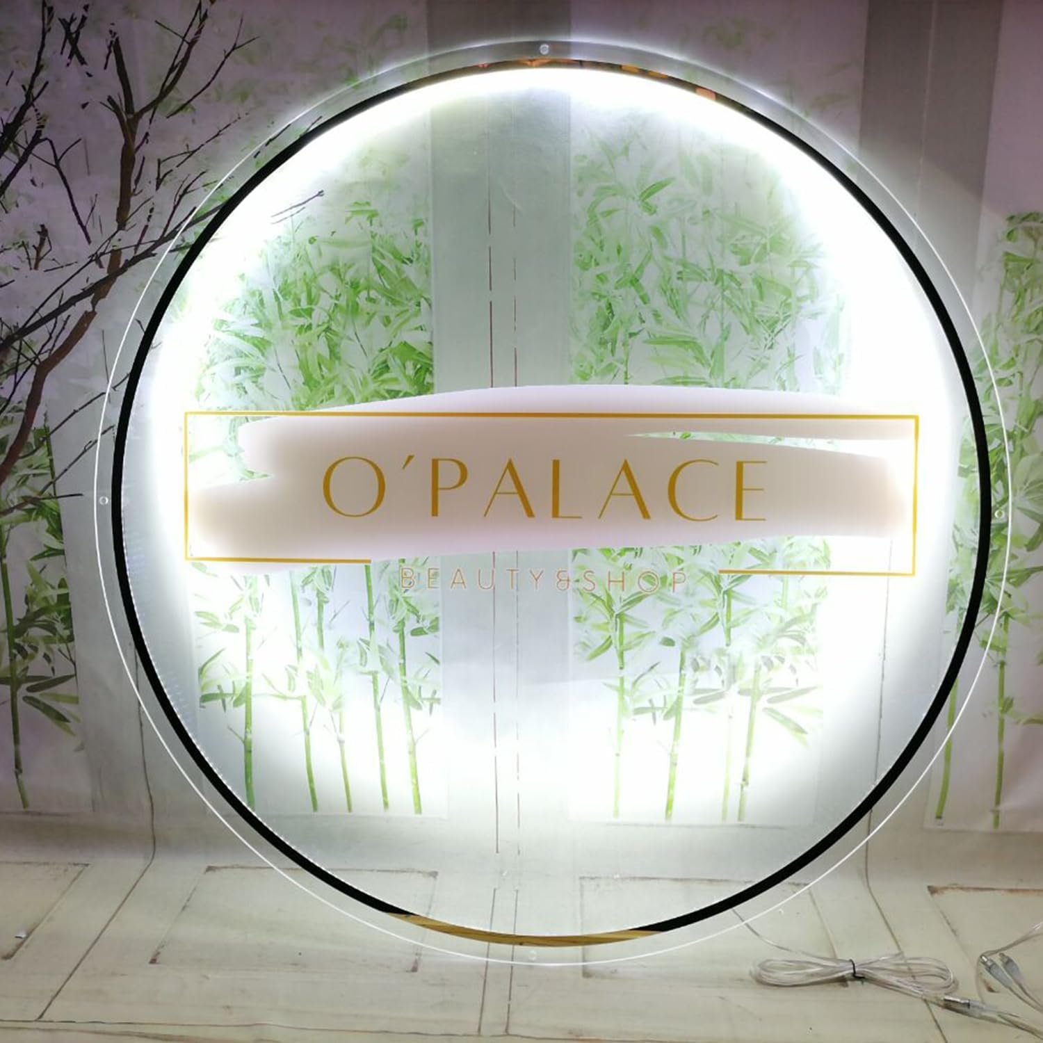 New Custom Circle Acrylic Light Box 3d Backlit Round Sign Round Shop Signage Logo Sign for Haircut,manicures,salon Decoration