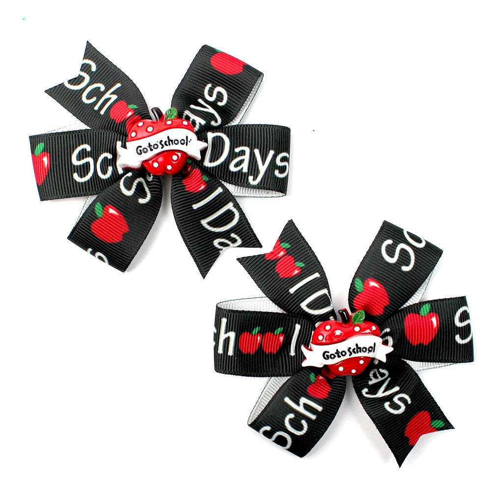 2pcs/pair Back to School ABC Hair Bows apple Pencil Book Students Hair Clip School Bus Kids Hair Accessories