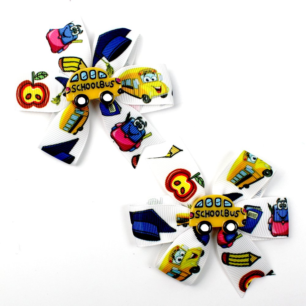 2pcs/pair Back to School ABC Hair Bows apple Pencil Book Students Hair Clip School Bus Kids Hair Accessories
