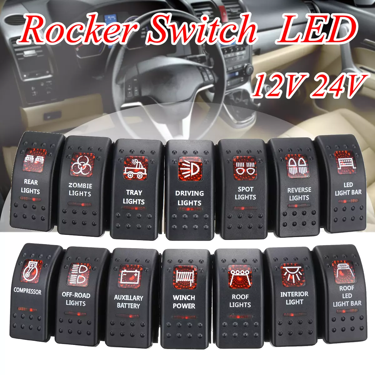 ARB Carling Style Engine Fan Rocker Switch 12V 20A/24V 10A Marine Boat Car Waterproof 2 Position on OFF Fog Light Rocker Switch