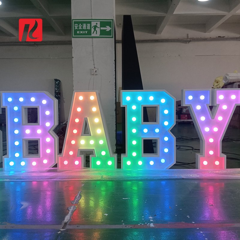 Factory Custom OH BABY Marquee Letter 3ft 4ft 5ft Light up Letter A-Z Party Backdrop Giant LED Bulb Letter