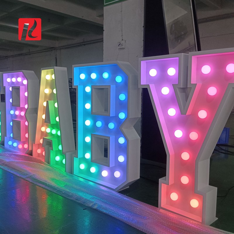 Factory Custom OH BABY Marquee Letter 3ft 4ft 5ft Light up Letter A-Z Party Backdrop Giant LED Bulb Letter
