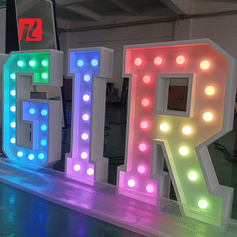 Factory Custom OH BABY Marquee Letter 3ft 4ft 5ft Light up Letter A-Z Party Backdrop Giant LED Bulb Letter