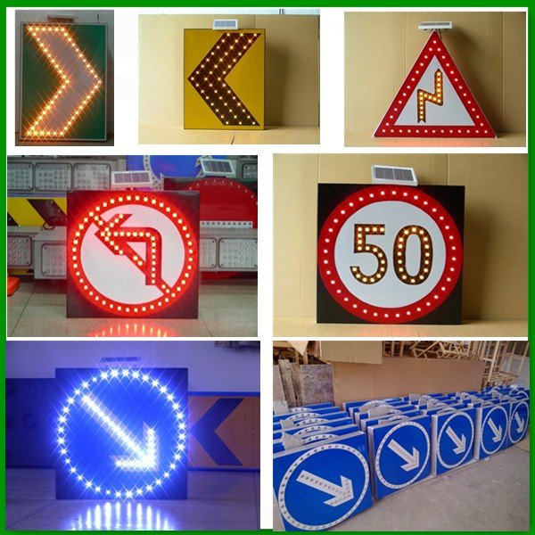 Promotional Oem Low Price Bus Stop Sign Road Safety Lighting Traffic Arrow Warning Crossing signal Solar Powered Led Stop Signs