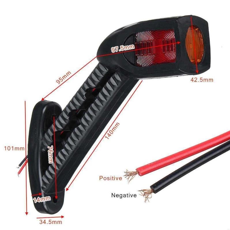 Factory Wholesale 3-Color Red Amber White LED Side Marker Position Light Ear Lamp for Truck/Trailer/Lorry