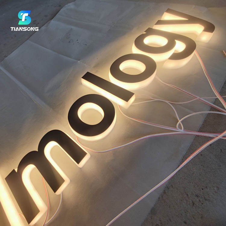 Backlit Led Illuminated Letter Sign Outdoors Store 3D Signage Stainless Steel Light up Letter Sign