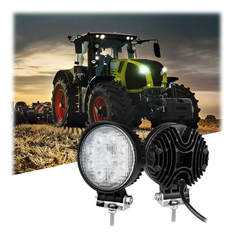 ECE EMC Round 4.5 Inch LED Work Light 12V 24V Offroad Tractor Truck 27W Flood/Spot Beam Work Lamp