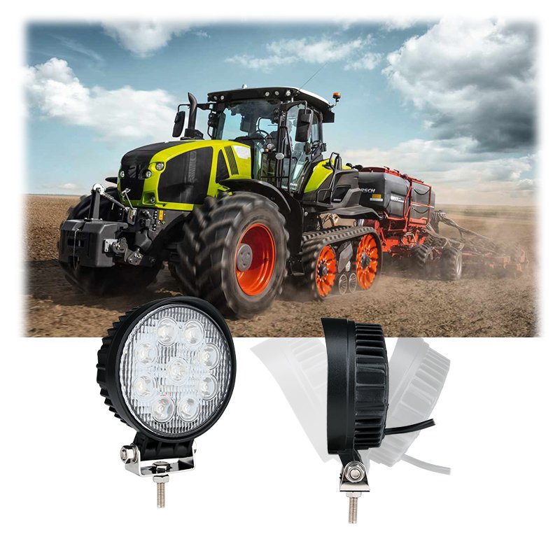 ECE EMC Round 4.5 Inch LED Work Light 12V 24V Offroad Tractor Truck 27W Flood/Spot Beam Work Lamp