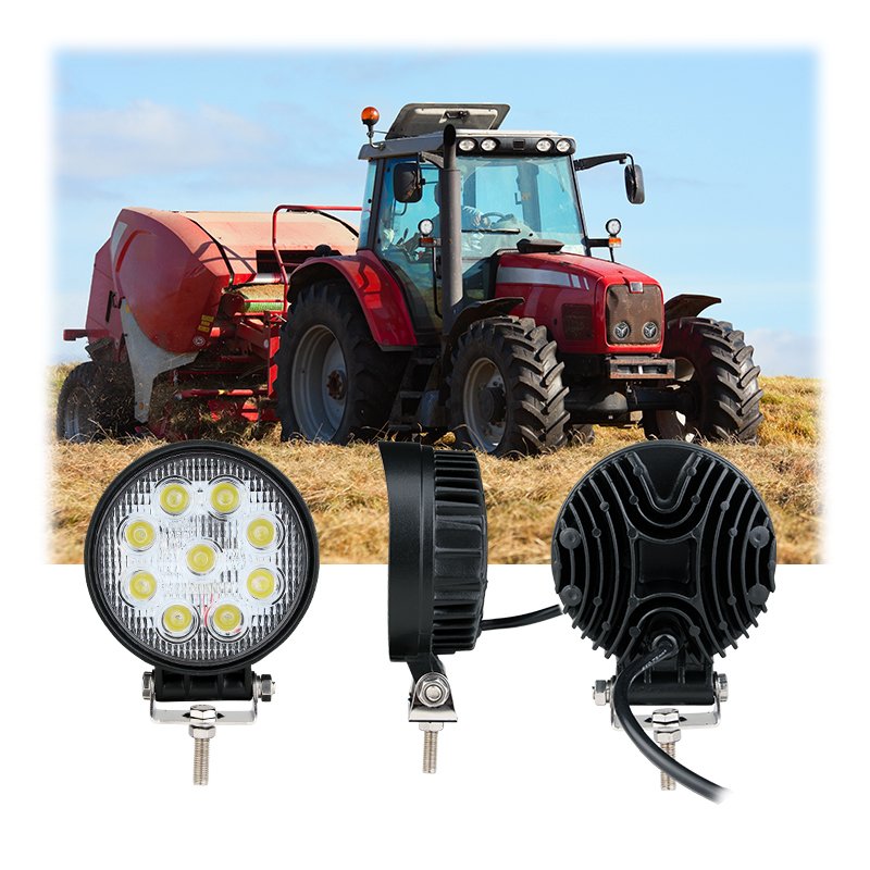 ECE EMC Round 4.5 Inch LED Work Light 12V 24V Offroad Tractor Truck 27W Flood/Spot Beam Work Lamp
