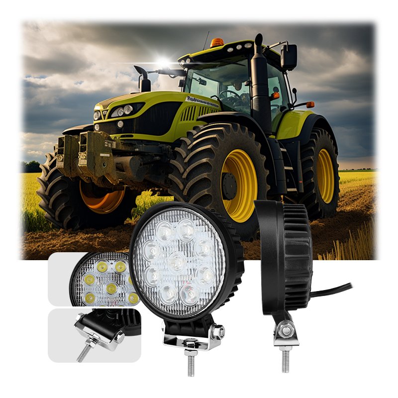 ECE EMC Round 4.5 Inch LED Work Light 12V 24V Offroad Tractor Truck 27W Flood/Spot Beam Work Lamp