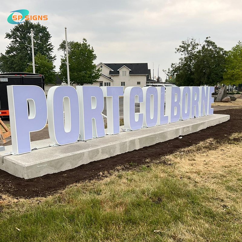 SP Factory Custom LED Electronic Signage Giant Channel Letter Outdoor Park Free Standing Sign Landscape Letter for Shopping Mall