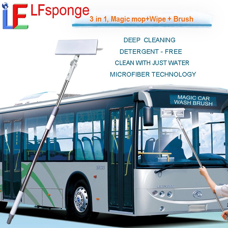 Bus Brush Soft Wash Cleaning Pad Long Handle Telescopic Bus Window Cleaning Kit Magic Car Wash Brush