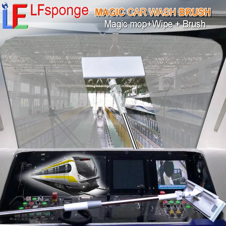 Bus Brush Soft Wash Cleaning Pad Long Handle Telescopic Bus Window Cleaning Kit Magic Car Wash Brush