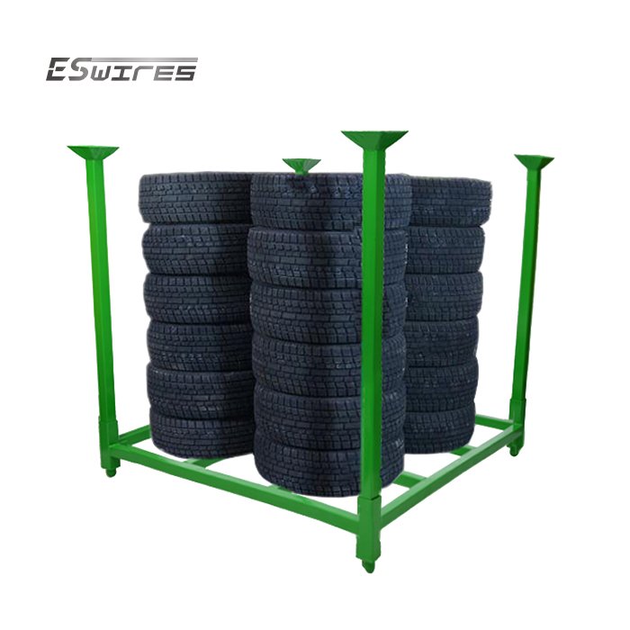 Customization Durable Stacking Square Tube Auto Industry Powder Coating Tires Rack Pallet