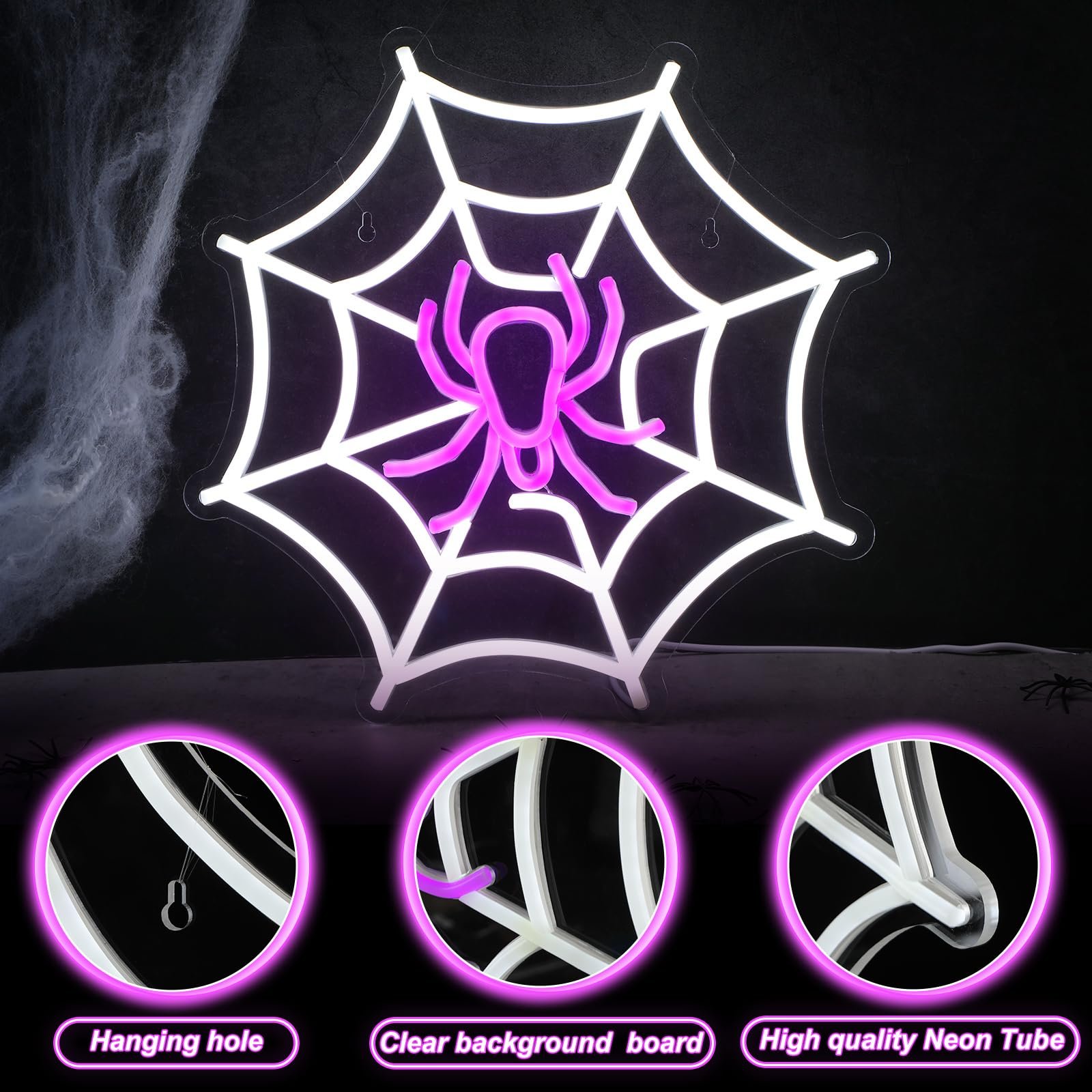 Halloween Spider Neon Sign Wall Art Decoration Halloween Led Light for Halloween Wedding Birthday Ceremony Party Decor Gift