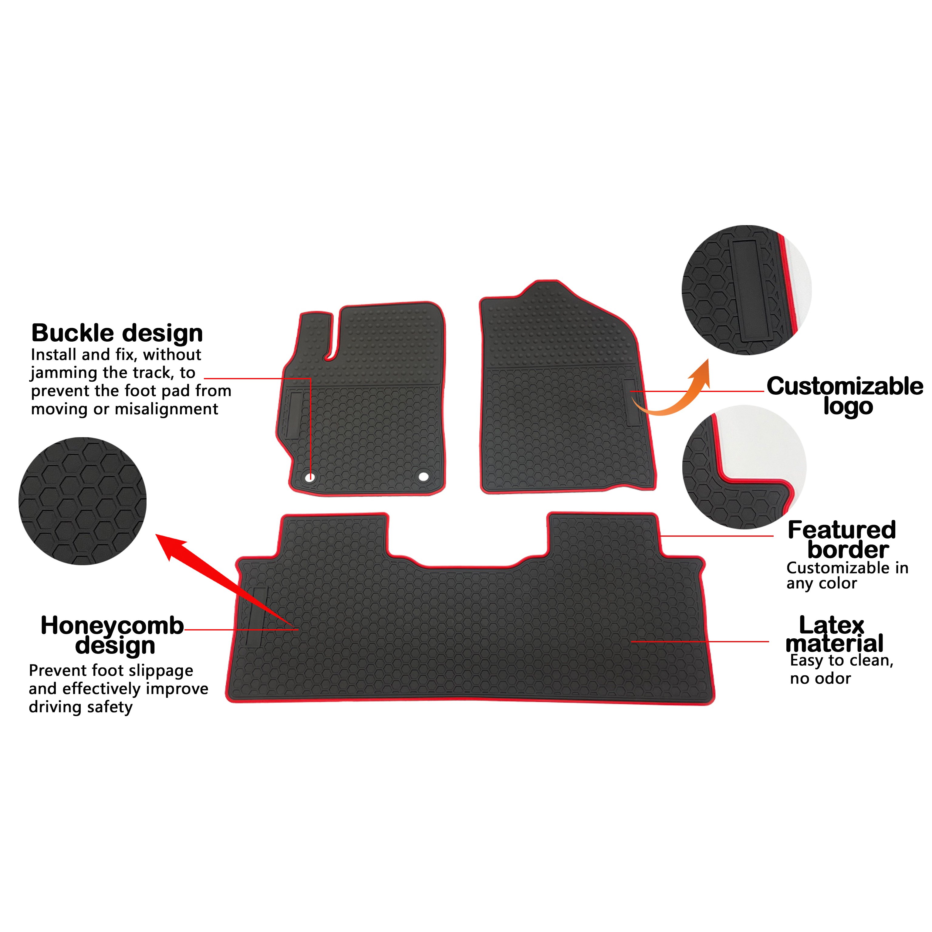 Car Truck Front Rubber Floor Mats Heavy Duty Truck Floor Mats for Mitsubishi Delica L300