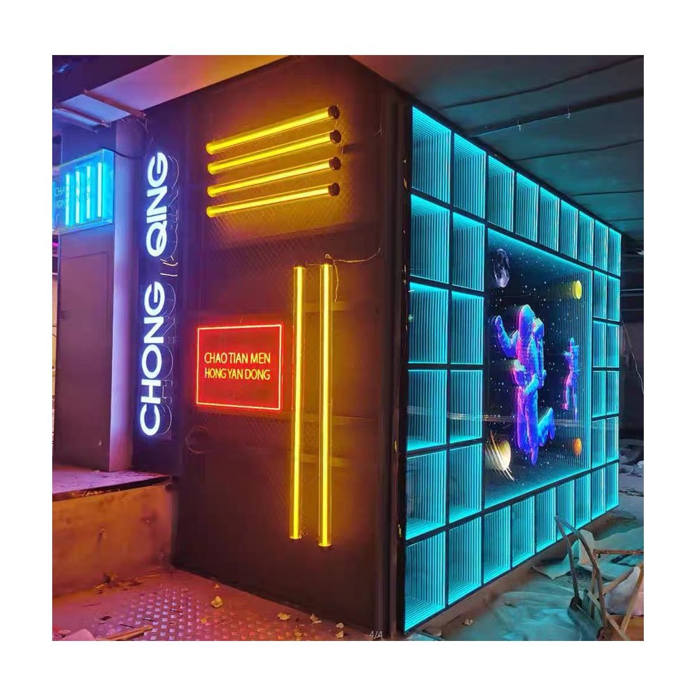 Abyss Mirror Neon Light Infinite Starry Sky Geometry 3D Luminescent Character LED Light Customization