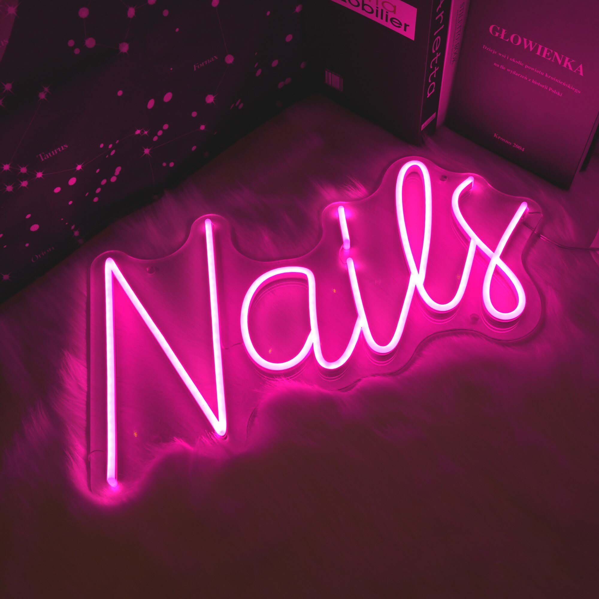 Nails Shop Logo Business Neon Sign Light up Beauty Room Decor Nails Neon Sign