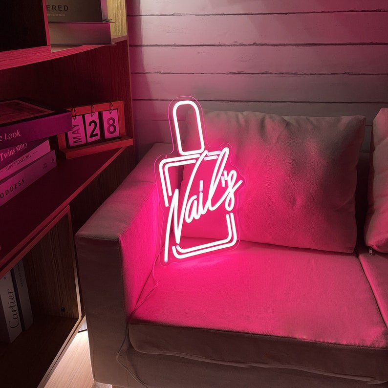 Nails Shop Logo Business Neon Sign Light up Beauty Room Decor Nails Neon Sign