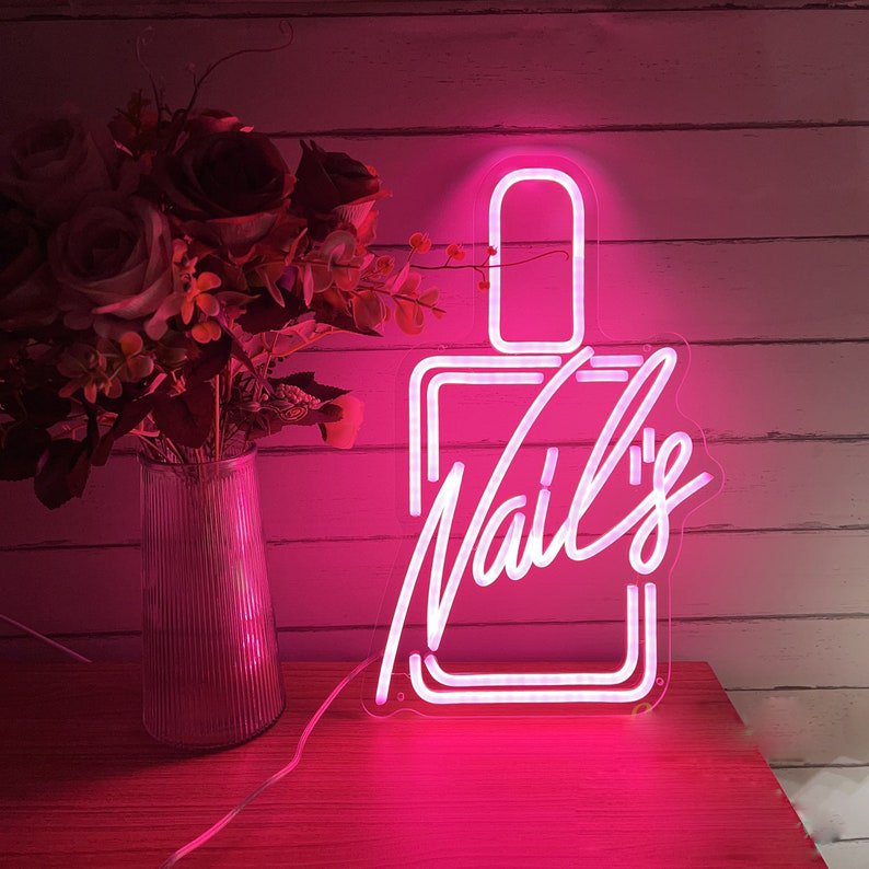 Nails Shop Logo Business Neon Sign Light up Beauty Room Decor Nails Neon Sign