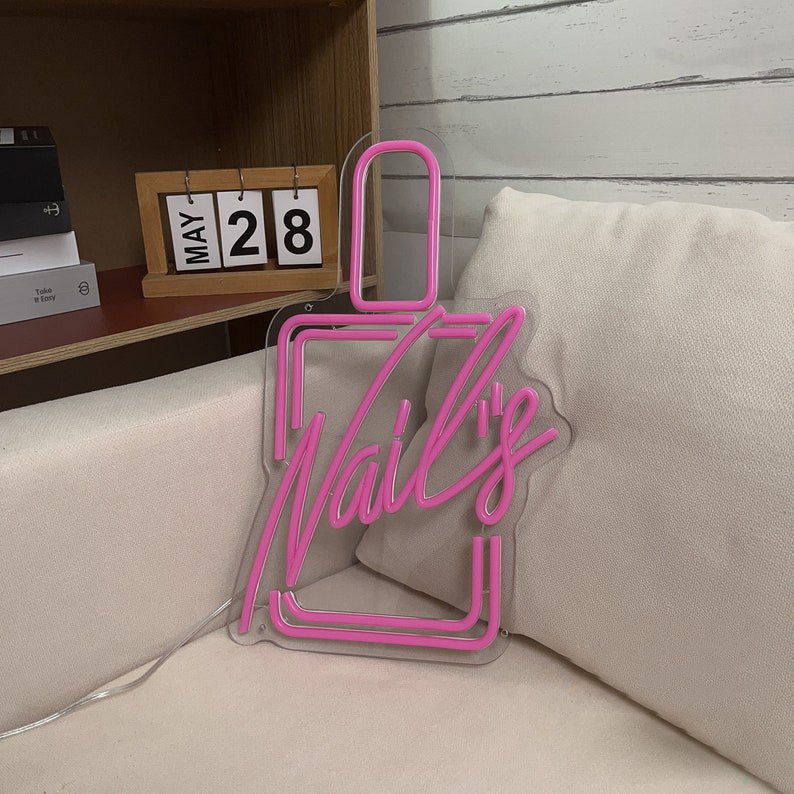 Nails Shop Logo Business Neon Sign Light up Beauty Room Decor Nails Neon Sign