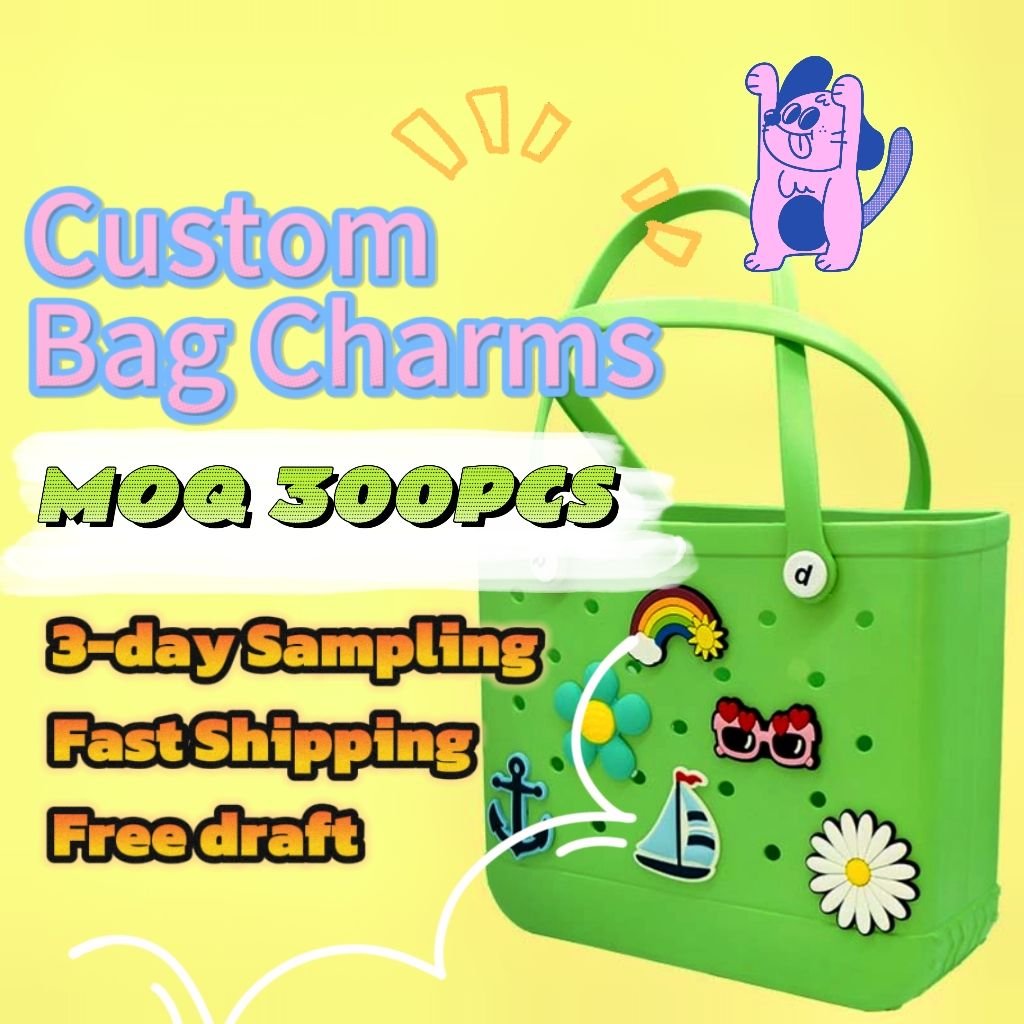 Tote Beach Letter Number Charms Pvc Big Size rainbow Sports Flowers Bus Rubber Custom Beach Bag Charm Accessories Charm