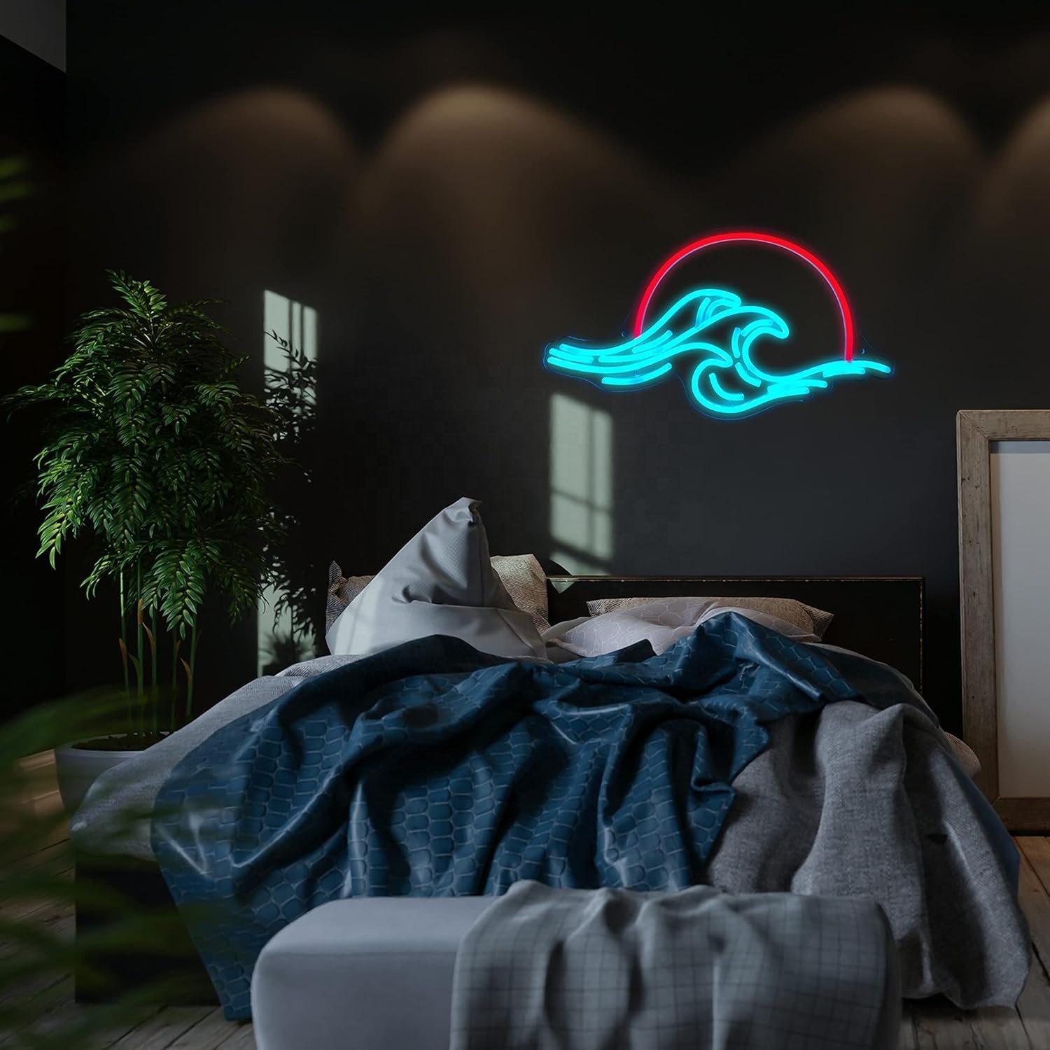 Free Design Custom Pattern Dimmable Sunset Wave Shimmy Wall Panels Flexible Strip ACrylic Neon Light Sign