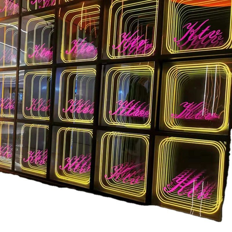 Free Design 3D Magic Infinite Mirror Custom Led Neon Light Signs for Party Events Wedding Endless Mirrors Led Neon Sign