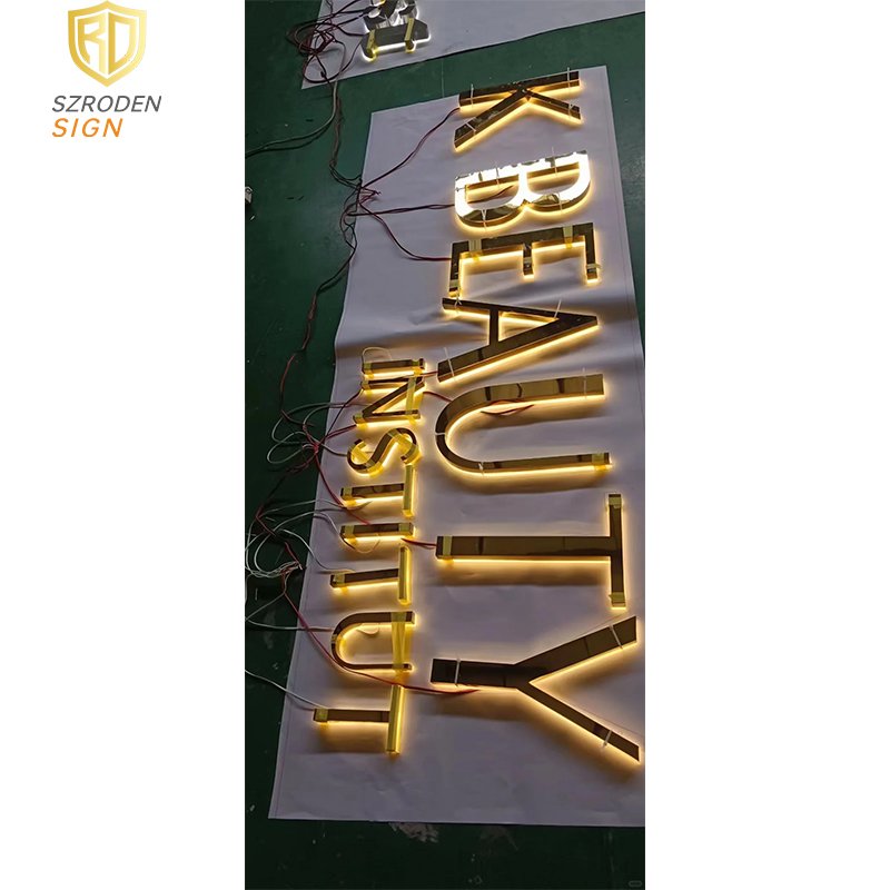 Professional Outdoor Advertising Mirror Polished Stainless Steel Sign Brass Alphabet Letter