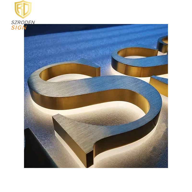 Professional Outdoor Advertising Mirror Polished Stainless Steel Sign Brass Alphabet Letter