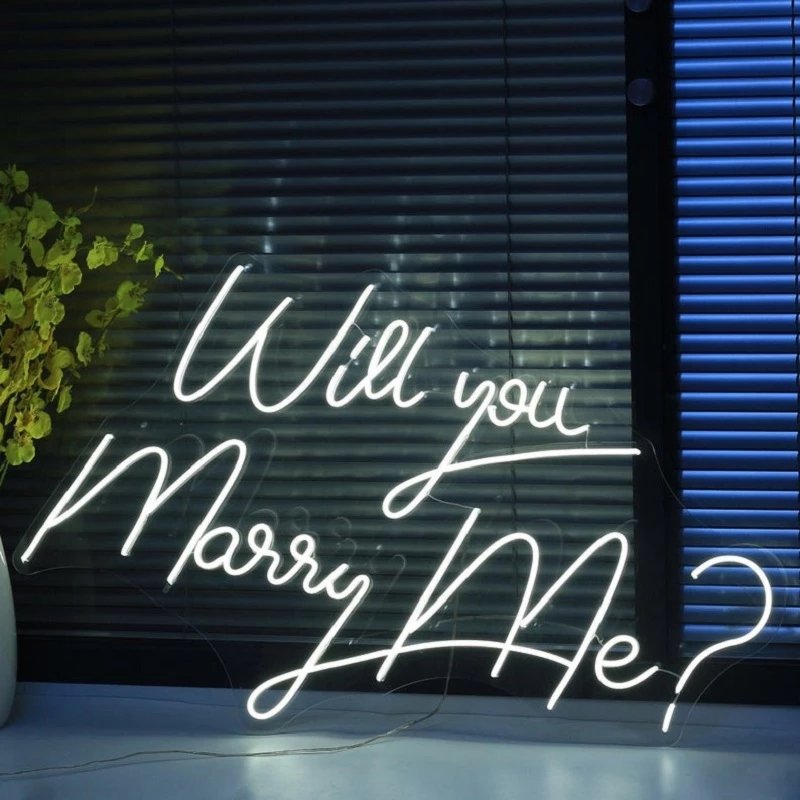Will You Marry Me Neon Sign Light Wedding Proposal Backdrop Personalized Party Valentine's Day Decoration Wall Reception Decor