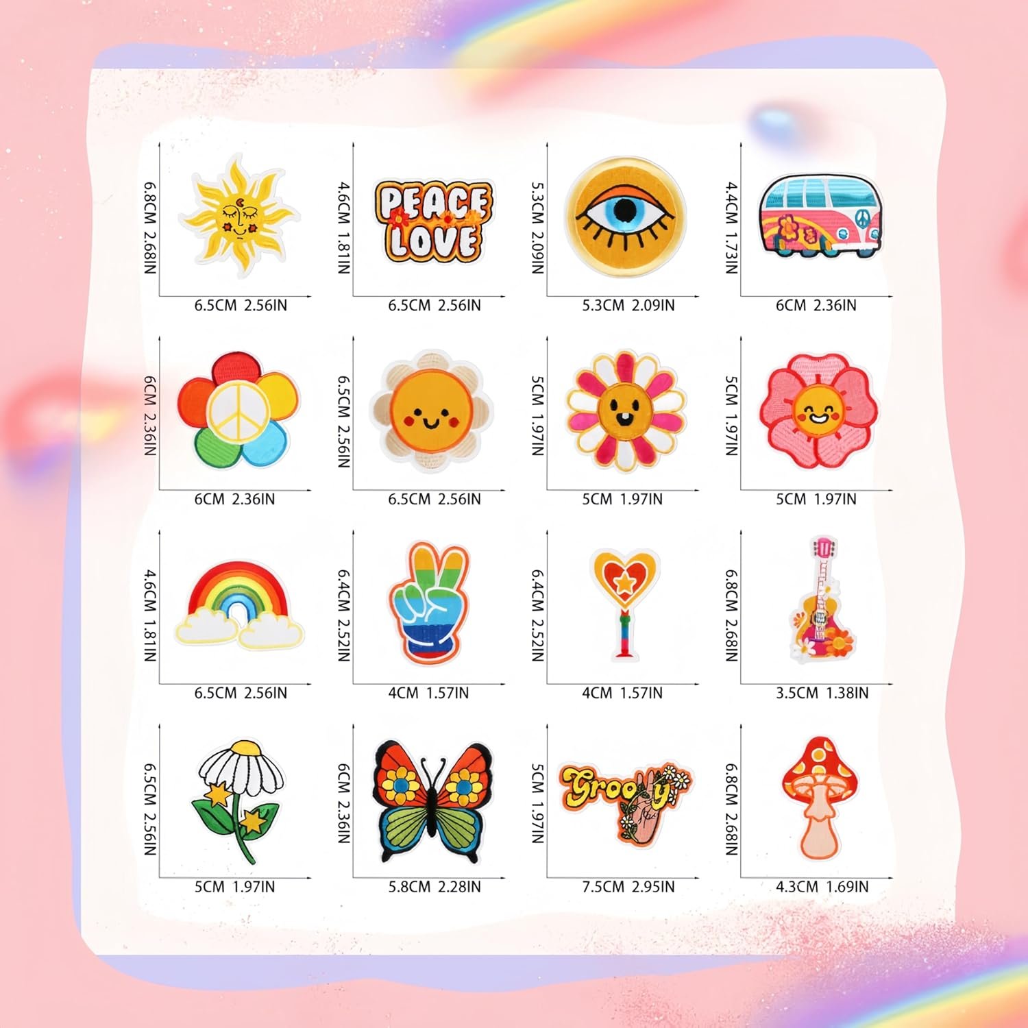 Trendy Embroidery Patch Iron on Bag Clothing Dress Eye Bus Heat Press Hat Embroidery Patch for Women Man Hat Diy