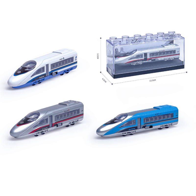 PANDAS 1:64 DIY Plastic Building Block Box Free-Wheel Train Bus & High-Speed Trains Model Car Small Diecast Alloy Car