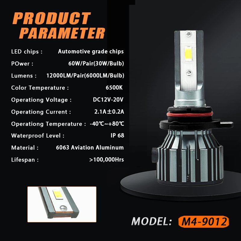 KingEagle M4-9012 CSP LED Headlight Factory Wholesale High Quality H1 H3 H7 H4 9005 HB3 9006 HB4 H8 H11 COB Led Headlight