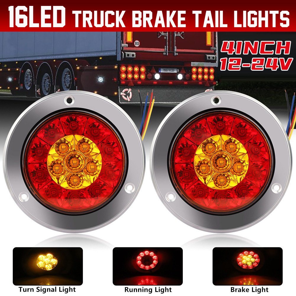 24V Dual Color 16LED Rear Tail Light Trailer Truck Double Color Single Light LED Trailer Red Yellow Red White Brake Light