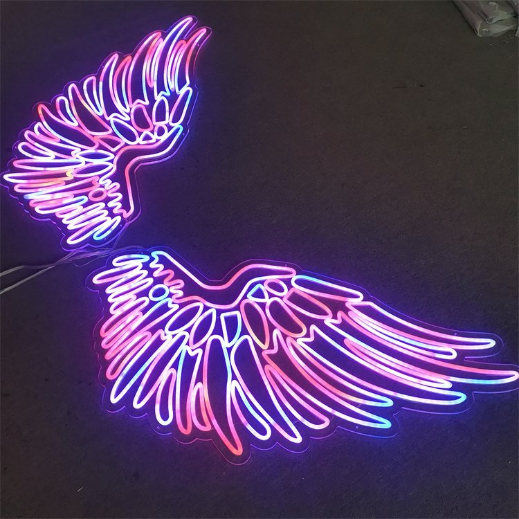 Custom Design Led Neon Sign RGB Colorful Angel Wing