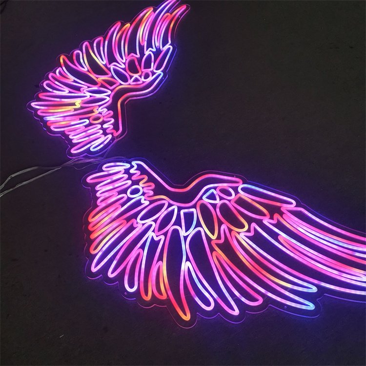 Custom Design Led Neon Sign RGB Colorful Angel Wing